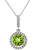 ESTATE 1.06CT DIAMOND & AAA PERIDOT 14KT WHITE GOLD ROUND HALO FLOATING PENDANT