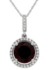 ESTATE 2.38CT DIAMOND & AAA RHODOLITE 14K WHITE GOLD ROUND HALO FLOATING PENDANT