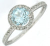 .91CT DIAMOND & AAA AQUAMARINE 14KT WHITE GOLD 3D ROUND HALO ENGAGEMENT RING