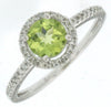 ESTATE 1.11CT DIAMOND & AAA PERIDOT 14KT WHITE GOLD CLASSIC HALO FRIENDSHIP RING