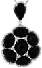 ESTATE LARGE .50CT DIAMOND & AAA ONYX 14KT WHITE GOLD 3D FLOWER FLOATING PENDANT