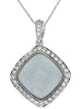 4.24CT DIAMOND & AAA CHALCEDONY 14KT WHITE GOLD 3D SQUARE HALO FLOATING PENDANT