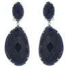 55.52CT DIAMOND & AAA SODALITE & SAPPHIRE 14KT WHITE GOLD OVAL HANGING EARRINGS