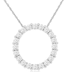 .50CT DIAMOND 14KT WHITE GOLD 3D SHARED PRONG CIRCLE OF LIFE FLOATING PENDANT