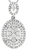 ESTATE .60CT DIAMOND 14K WHITE GOLD 3D CLUSTER OVAL DOUBLE HALO FLOATING PENDANT