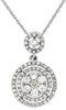 ESTATE .50CT DIAMOND 14KT WHITE GOLD CLUSTER FLOWER DOUBLE HALO FLOATING PENDANT
