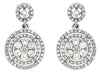 .86CT DIAMOND 14KT WHITE GOLD 3D FLOWER DOUBLE HALO CLASSIC HANGING EARRINGS
