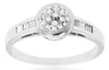ESTATE 0.18CT DIAMOND 14KT WHITE GOLD 3D ETOILE FLOWER ROUND & BAGUETTE FUN RING