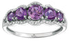 ESTATE 1.33CT DIAMOND & AAA AMETHYST 14K WHITE GOLD CLASSIC FIVE STONE HALO RING