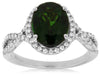 2.90CT DIAMOND & AAA GREEN GARNET 14KT WHITE GOLD OVAL INFINITY ENGAGEMENT RING