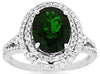3.04CT DIAMOND & AAA GREEN GARNET 14KT WHITE GOLD OVAL & ROUND DOUBLE HALO RING