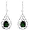 4.63CT DIAMOND & AAA GREEN GARNET 14KT WHITE GOLD 3D PEAR SHAPE HANGING EARRINGS