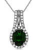 1.54CT DIAMOND & AAA GREEN GARNET 14KT WHITE GOLD OVAL & ROUND FLOATING PENDANT