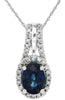 1.74CT DIAMOND & AAA SAPPHIRE 14KT WHITE GOLD OVAL & ROUND HALO FLOATING PENDANT