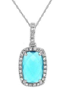 1.96CT DIAMOND & AAA BLUE TOPAZ 14KT WHITE GOLD 3D RECTANGULAR FLOATING PENDANT