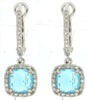 2.55CT DIAMOND & AAA BLUE TOPAZ 14KT WHITE GOLD 3D HALO CLIP ON HANGING EARRINGS