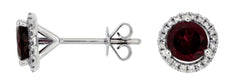 ESTATE 1.76CT DIAMOND & AAA RHODILITE 14KT WHITE GOLD HALO MARTINI STUD EARRINGS