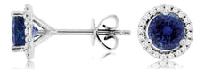 1.36CT DIAMOND & AAA TANZANITE 14KT WHITE GOLD ROUND HALO MARTINI STUD EARRINGS