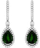 2.72CT DIAMOND & AAA GREEN GARNET 14KT WHITE GOLD TEAR DROP HANGING EARRINGS