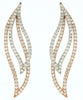 ESTATE .93CT DIAMOND 14KT 2 TONE GOLD 3D CLASSIC DOUBLE LEAF HANGING EARRINGS