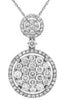 LARGE 1.10CT DIAMOND 14KT WHITE GOLD CLASSIC CLUSTER ROUND HALO FLOATING PENDANT