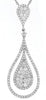 ESTATE 1.52CT DIAMOND 14KT WHITE GOLD CLASSIC CLUSTER TEAR DROP FLOATING PENDANT