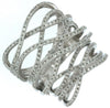 ESTATE LARGE. 90CT DIAMOND 14K WHITE GOLD MULTI ROW CRISS CROSS ANNIVERSARY RING