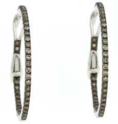 .52CT CHOCOLATE FANCY DIAMOND 14K WHITE GOLD CLASSIC INSIDE OUT HANGING EARRINGS