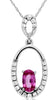 .40CT DIAMOND & AAA PINK SAPPHIRE 14KT WHITE GOLD OVAL & ROUND FLOATING PENDANT