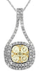 1.1CT WHITE & FANCY YELLOW DIAMOND 14KT 2 TONE GOLD 3D CLUSTER TEAR DROP PENDANT