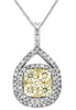 .95CT WHITE & FANCY YELLOW DIAMOND 14KT 2 TONE GOLD 3D CLUSTER TEAR DROP PENDANT