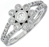 ESTATE .73CT DIAMOND 14KT WHITE GOLD CLASSIC FLOWER FILIGREE MILGRAIN LOVE RING