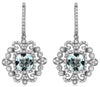 2.60CT DIAMOND & AAA AQUAMARINE 14KT WHITE GOLD CUSHION & ROUND HANGING EARRINGS