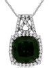 LARGE 2.38CT DIAMOND & AAA GREEN GARNET 14KT WHITE GOLD CUSHION INFINITY PENDANT