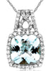 LARGE 2.13CT DIAMOND & AAA AQUAMARINE 14KT WHITE GOLD CUSHION INFINITY PENDANT