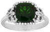 2.35CT DIAMOND & AAA GREEN GARNET 14K WHITE GOLD CUSHION & ROUND FRIENDSHIP RING