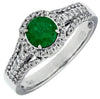 ESTATE 0.93CT DIAMOND & AAA EMERALD 14KT WHITE GOLD CLASSIC HALO ENGAGEMENT RING