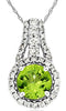 .95CT DIAMOND & AAA PERIDOT 14K WHITE GOLD ROUND HALO TEAR DROP FLOATING PENDANT