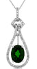 1.52CT DIAMOND & AAA GREEN GARNET 14K WHITE GOLD OVAL TEAR DROP FLOATING PENDANT