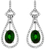 2.24CT DIAMOND & AAA GREEN GARNET 14K WHITE GOLD OVAL TEAR DROP HANGING EARRINGS
