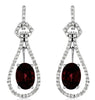 ESTATE 2.29CT DIAMOND & AAA RHODILITE 14KT WHITE GOLD TEAR DROP HANGING EARRINGS