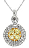 .95CT WHITE & FANCY YELLOW DIAMOND 14KT WHITE GOLD CLUSTER INFINITY LOVE PENDANT