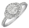 ESTATE .67CT DIAMOND 14KT WHITE GOLD 3D CLASSIC CLUSTER FLOWER HALO PROMISE RING