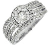 1.0CT DIAMOND 14KT WHITE GOLD 3D MULTI ROW CLUSTER FLOWER FRIENDSHIP LOVE RING