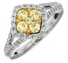 1.01CT WHITE & FANCY YELLOW DIAMOND 14KT WHITE GOLD SQUARE HALO FRIENDSHIP RING