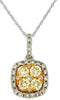 .66CT WHITE & CANARY DIAMOND 14KT WHITE GOLD 3D CLUSTER SQUARE FLOATING PENDANT