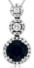 1.39CT DIAMOND & AAA SAPPHIRE 14K WHITE GOLD ROUND HALO JOURNEY FLOATING PENDANT