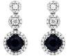 1.55CT DIAMOND & AAA SAPPHIRE 14K WHITE GOLD ROUND HALO JOURNEY HANGING EARRINGS