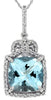 2.05CT DIAMOND & AAA AQUAMARINE 14KT WHITE GOLD CUSHION & ROUND FLOATING PENDANT