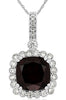 ESTATE 4.07CT DIAMOND & AAA RHODOLITE 14KT WHITE GOLD 3D CUSHION & ROUND PENDANT